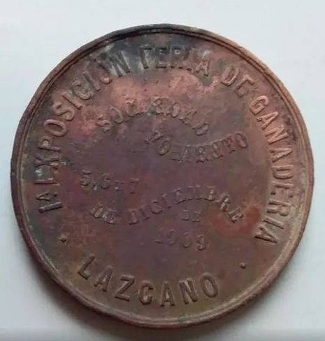 Uruguai Medalha Histórica de 1909 Sociedad Fomento Lazcano