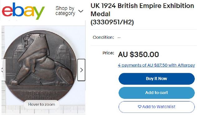 1924 Magnífica Medalha Leão Exposição Império Britânico Vale R$ 1200