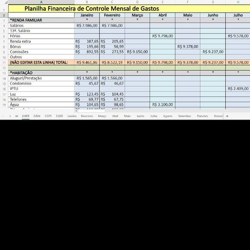 Planilha Financeira de Controle de Gastos Mensal com Gráficos