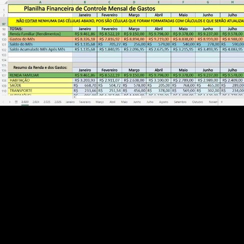 Planilha Financeira de Controle de Gastos Mensal com Gráficos