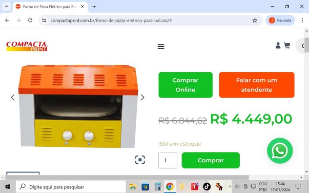 Vendo Forno de Mini Pizza Compacta Print