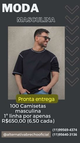 Promoção Camisetas Masculina para Brechó