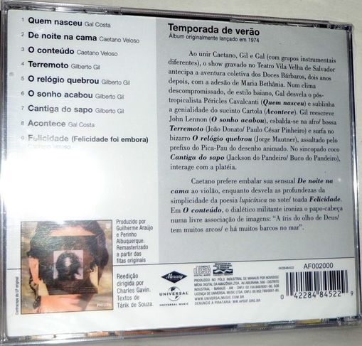 CD Caetano Veloso, Gal, Gil - Temporada de Verão ao Vivo na Bahia