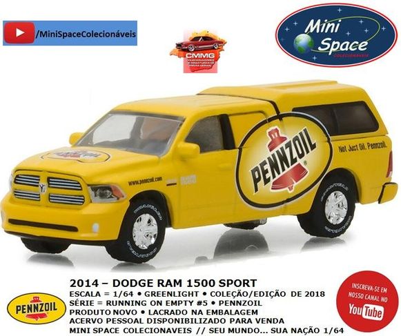 Greenlight 2014 Dodge Ram 1500 Pickup Sport Pennzoil 1/64