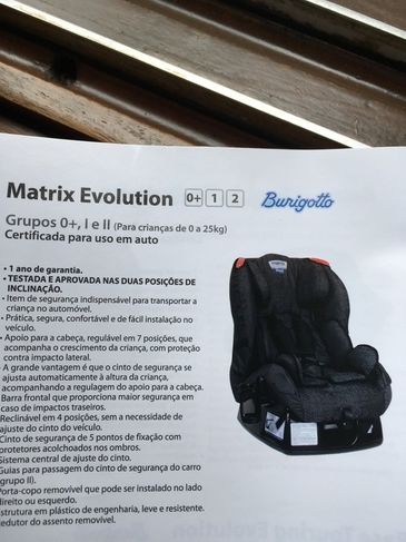 Cadeirinha para Auto Matrix Evolution Burigotto