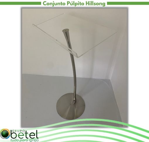 Púlpito de Acrílico e Aço Inox Modelo-hillsong para Igrejas e Capelas