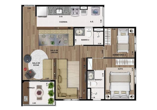 Lançamento Apartamento 44m com 2 Dorms. Belém SP