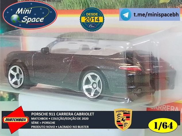 Matchbox Porsche 911 Carrera Cabriolet Cor Preto 1/64