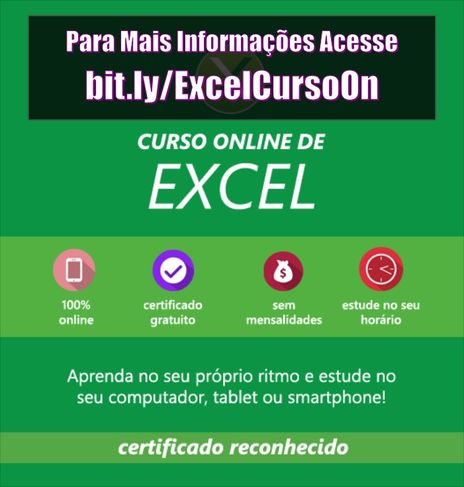 Curso de Excel Online - R$29,90 - sem Mensalidades e com Certificado
