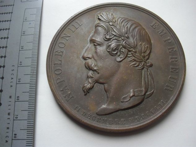 1852 Napoleão Imperador Bronze Medal 76mm 232g Paris França