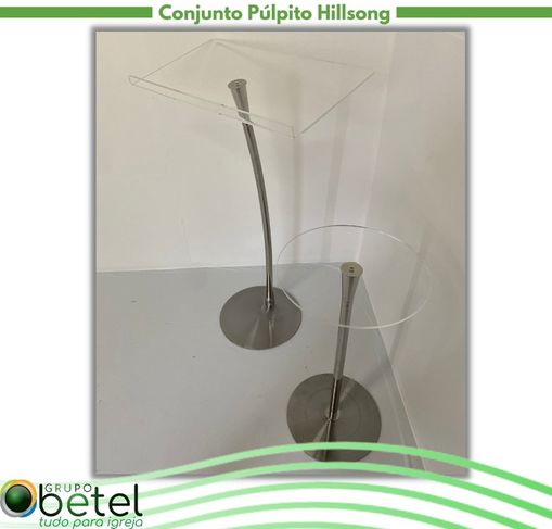 Púlpito de Acrílico e Aço Inox Modelo-hillsong para Igrejas e Capelas