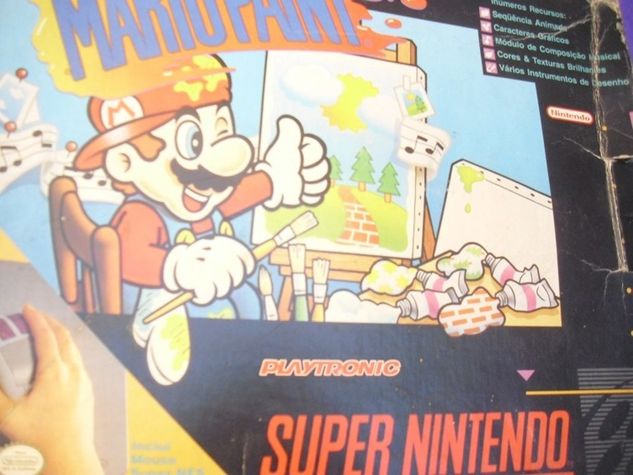 Mario Paint Completo Game Super Nintendo Caixa Berço Manuais Mouse Pad