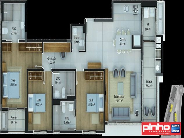 Apartamento Novo de 03 Suítes no D/park Residence Club, para Venda, Bairro Córrego Grande, Florianópolis, SC