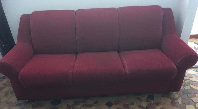 2 Sofas de Veludo Vermelho de 3 e 2 Lugares