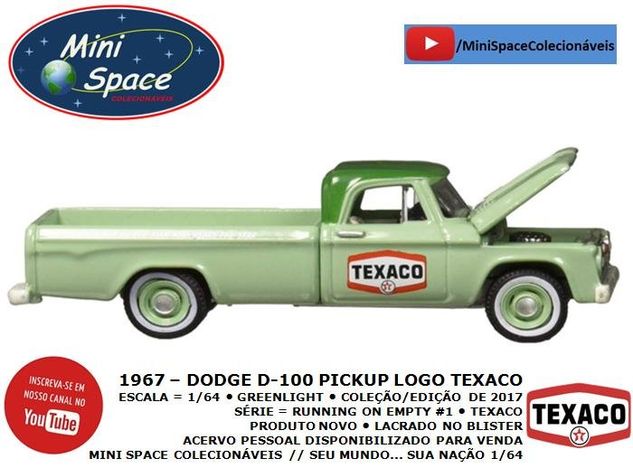 Greenlight 1967 Dodge D-100 Pickup Logo Texaco 1/64