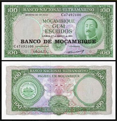 Moçambique áfrica Cédula Grande de 100 Escudos