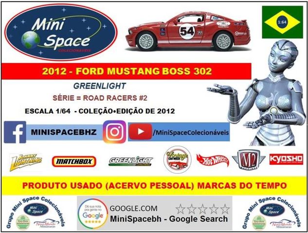 Greenlight 2012 Ford Mustang Boss 302 Vermelho 1/64 - Loose