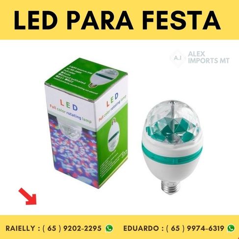 Lampada para Festa Led Full Color Rotating Lamp E27 Bivolt 3w Luz Bala