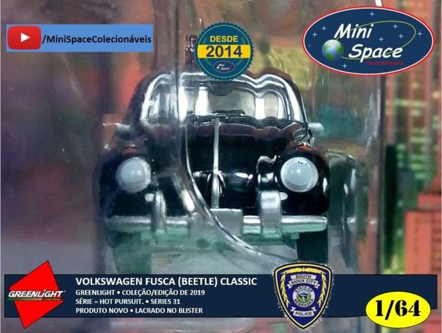 Greenlight Clássico Volkswagen Fusca (beetle) Polícia 1/64