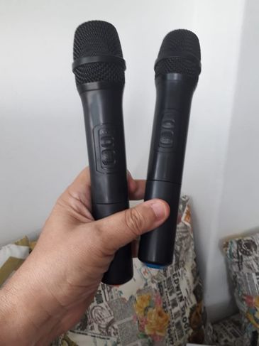 Microfone Duplo Bastão sem Fio Uhf