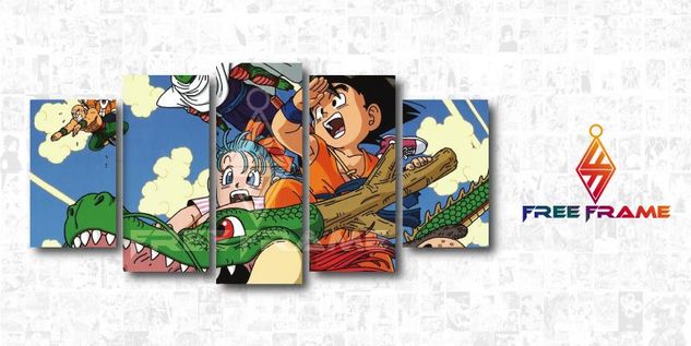 Quadros Decorativos Anime Equipe Dragon Ball Mosaico 3d - 5 Peças