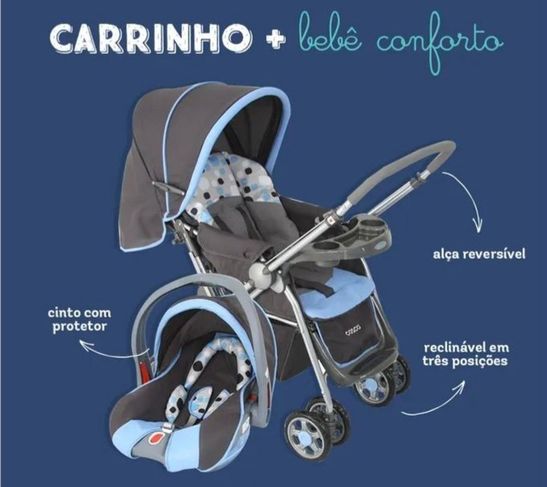 Carrinho Travel System Reverse & Bebê Conforto - Cosco Azul