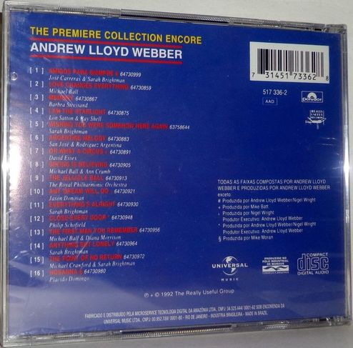 CD Andrew Lloyd Webber - The Premiere Collection Encore