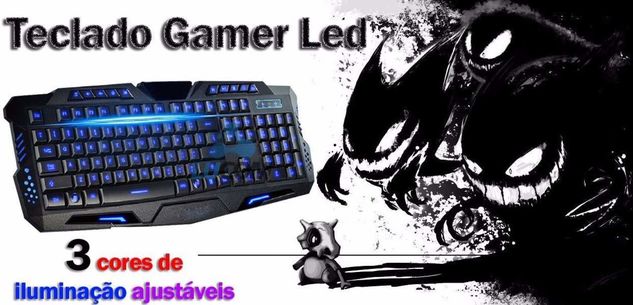 Teclado Ghost Gamer 3 Leds Iluminado Neon Metal Jogo Online