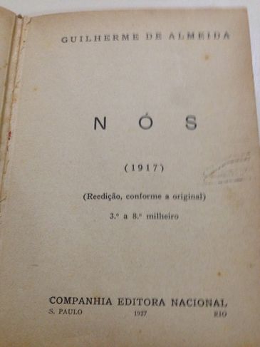 Livro Poesias Nós de Guilherme de Almeida Edição 1927