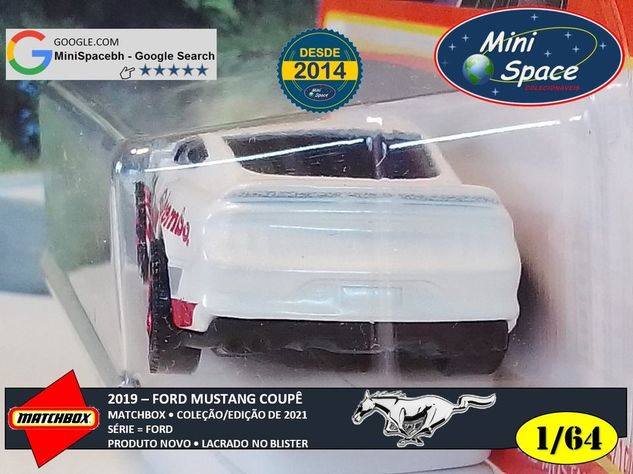 Matchbox 2019 Ford Mustang Coupê Cor Branco 1/64