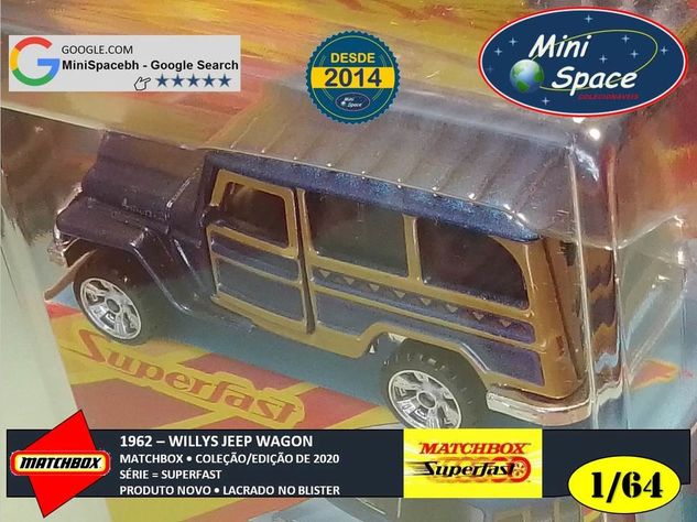 Matchbox 1962 Willys Jeep Wagon Cor Azul 1/64