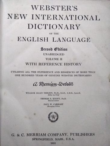 Webster's New International Dictionary English With Reference History