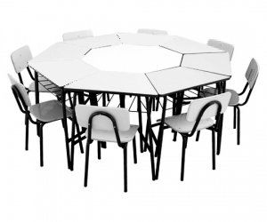 Conjunto de Mesas e Cadeiras Oitavado Infantil (1 à 5 Anos) Branco ou