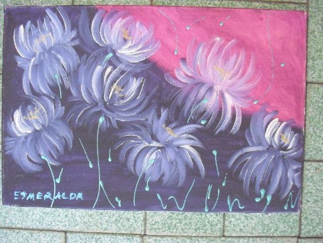 Pintura Floral Quadro Flores sobre Tela 30 Cm X 20 Cm Cada / Mbq Vq1