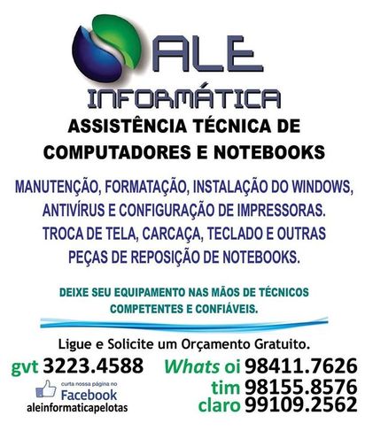 Assistência Técnica de Notebook e Computador - Manutenção e Formatação