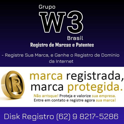 Aqui em Goiania, Tem Registro de Marcas e Patentes com a W3 Brasil