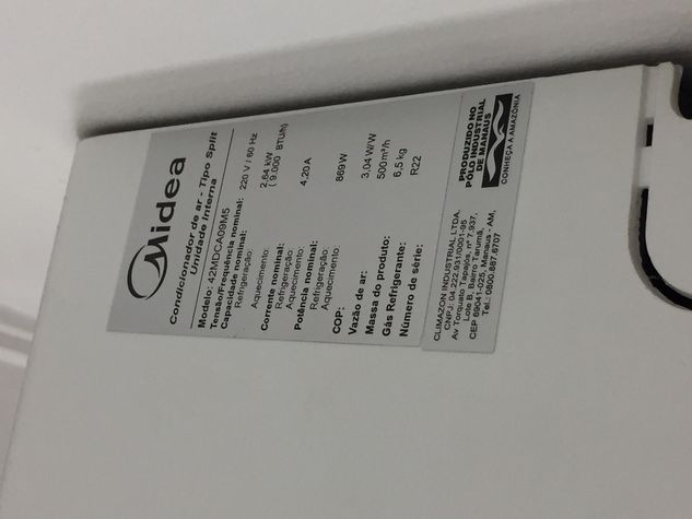 Ar Condicionado Midea 9.000 Btu's (1 Ano de Uso)