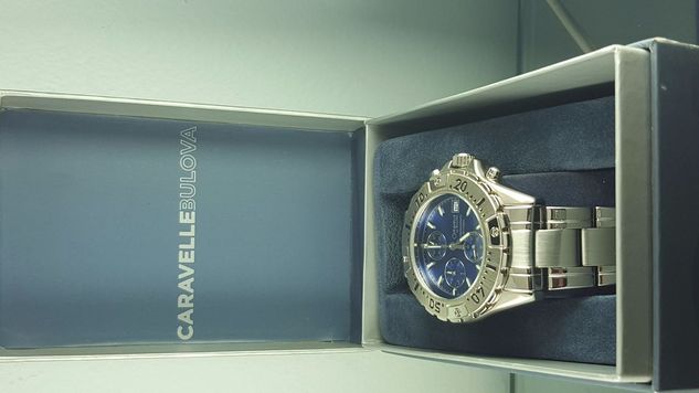 Relógio Caravelle Bulova 43b17 Visor Azul, Cronometro e Data