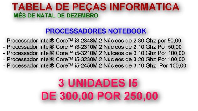 Tabela de Peças Informatica Notebook e Desktop, Confira Aqui