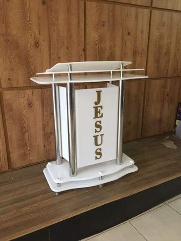Púlpito de Acrílico e Aço Inox Modelo-davi Plus para Igrejas e Capelas