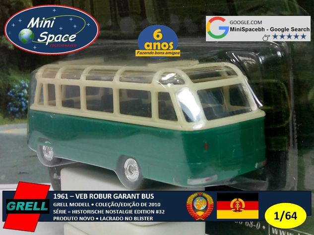 Grell Modell 1961 Veb Robur Garant Bus 1/64