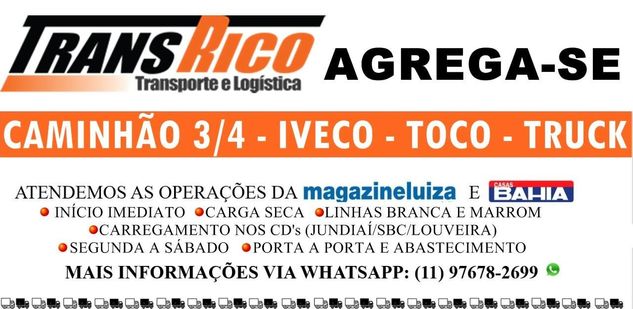 Agrega-se Veículos - Iveco, 3/4, Toco e Truck