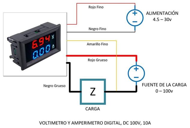 Voltímetro Amperímetro 0 100v 10a Dual Display