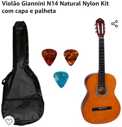 Violão Giannini N14 Natural Nylon Kit com Capa R$ 395,00