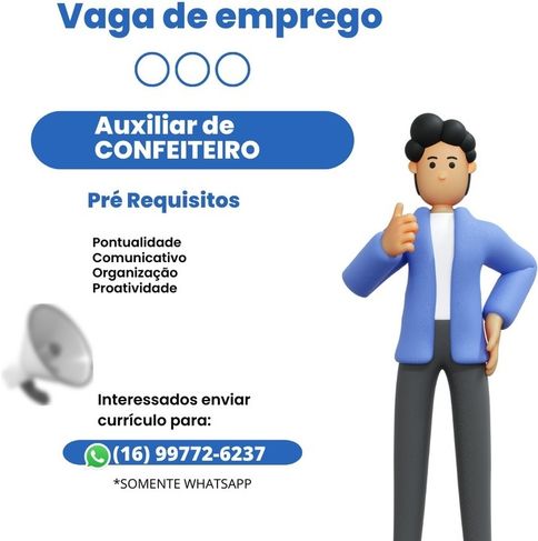 Vaga para Auxiliar de Confeiteiro