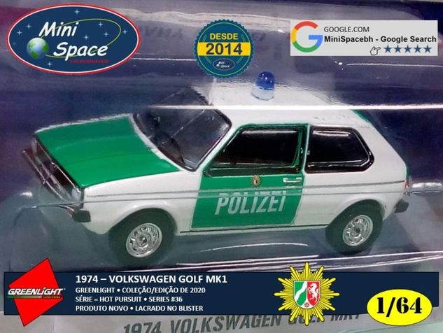Greenlight 1974 Volkswagen Golf Mk1 Polícia Berlim 1/64