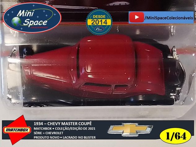 Matchbox 1934 Chevy Master Coupê Cor Vermelho 1/64