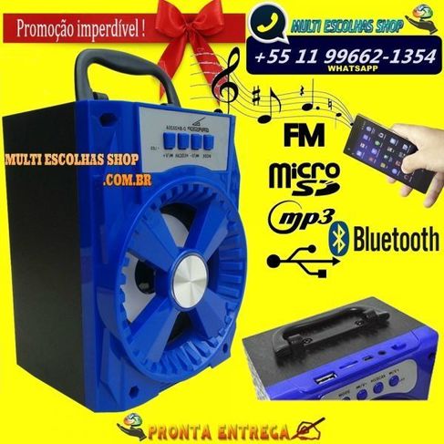 Caixa de Som Bluetooth Portátil Rádio Fm Usb Micro Sd 8w