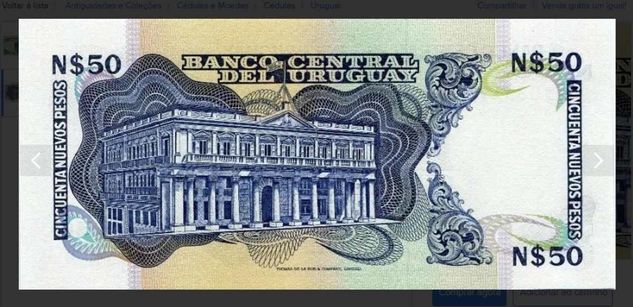Cédula Uruguay 50 Novos Pesos Fe Uruguai América