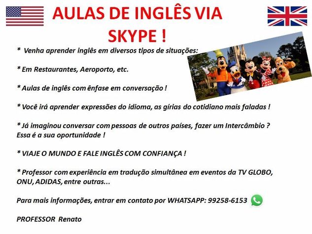 Aulas de Inglês Via Skype